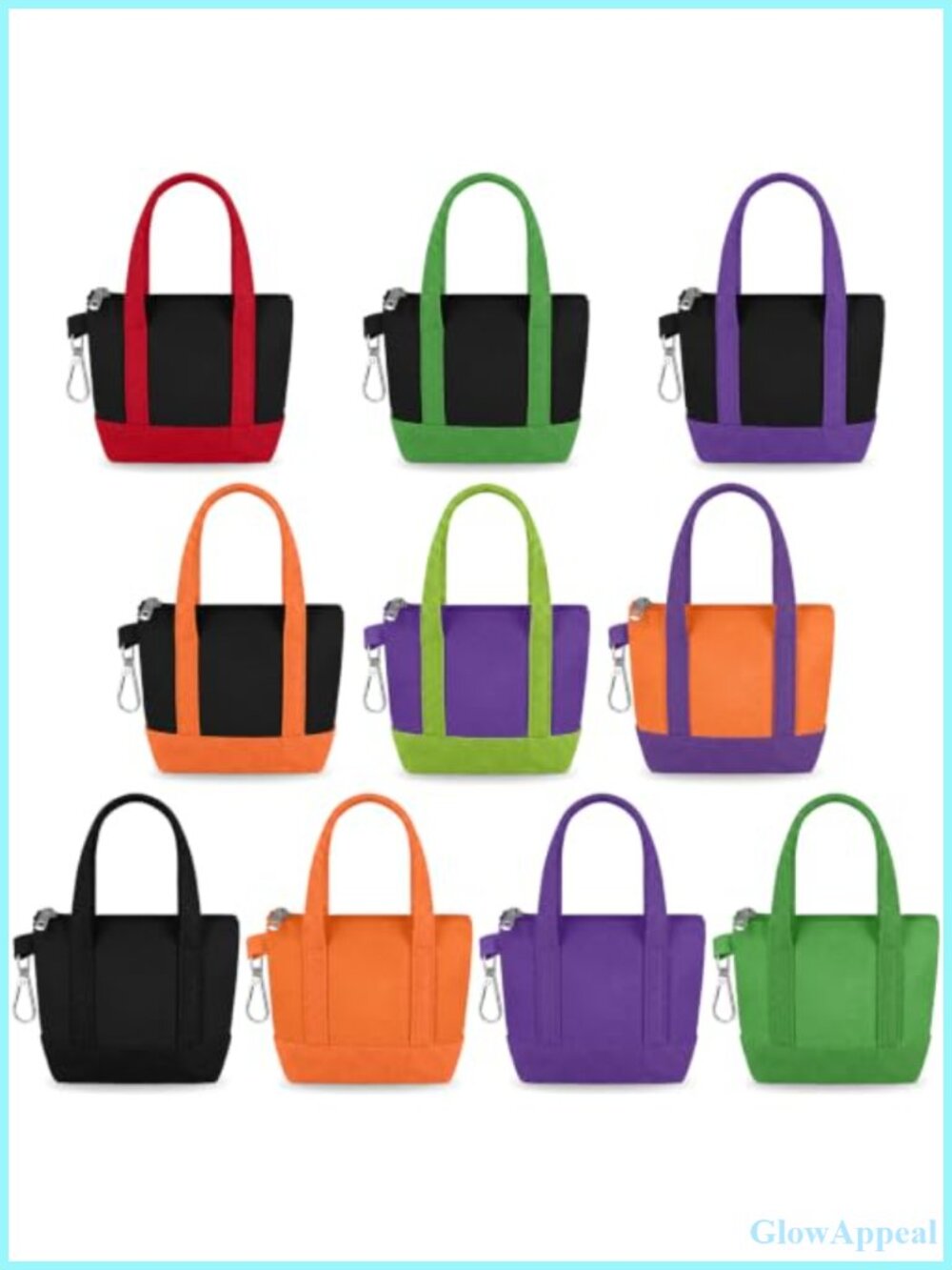 Mini Tote Bag Keychain Set with Zipper Polyester Lightweight
